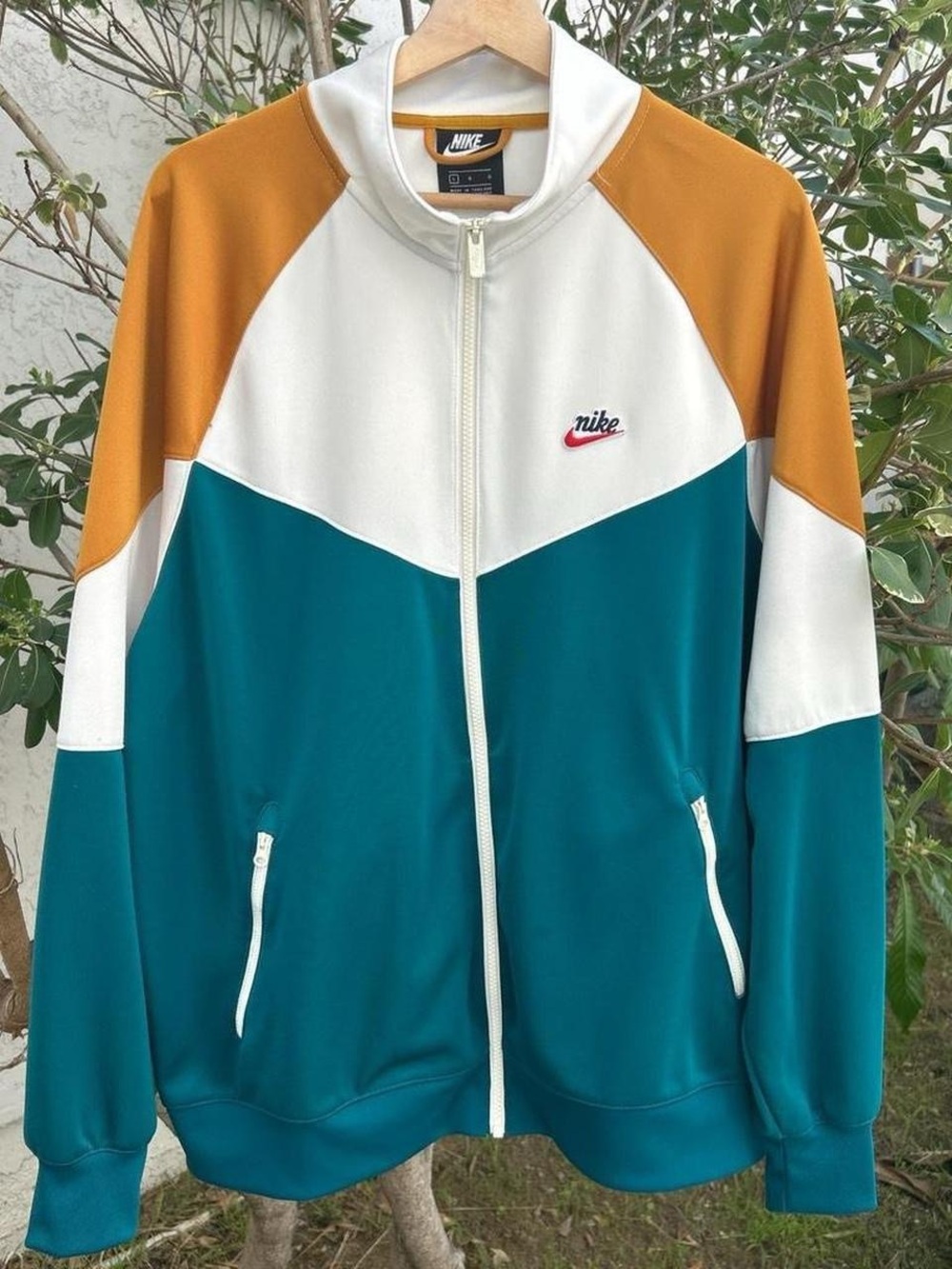 Nike Colorblock Track Jacket Mens L Teal White Gold Full Zip Retro